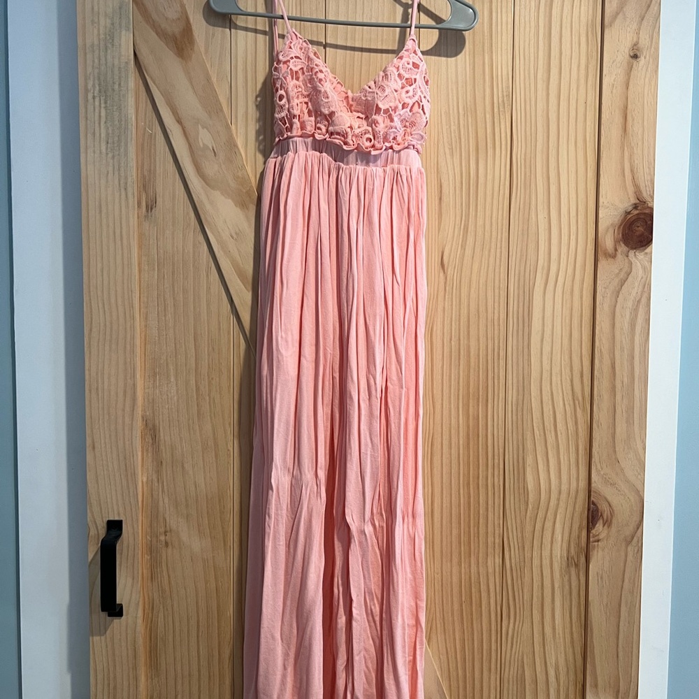 Pink Lace Maxi Dress